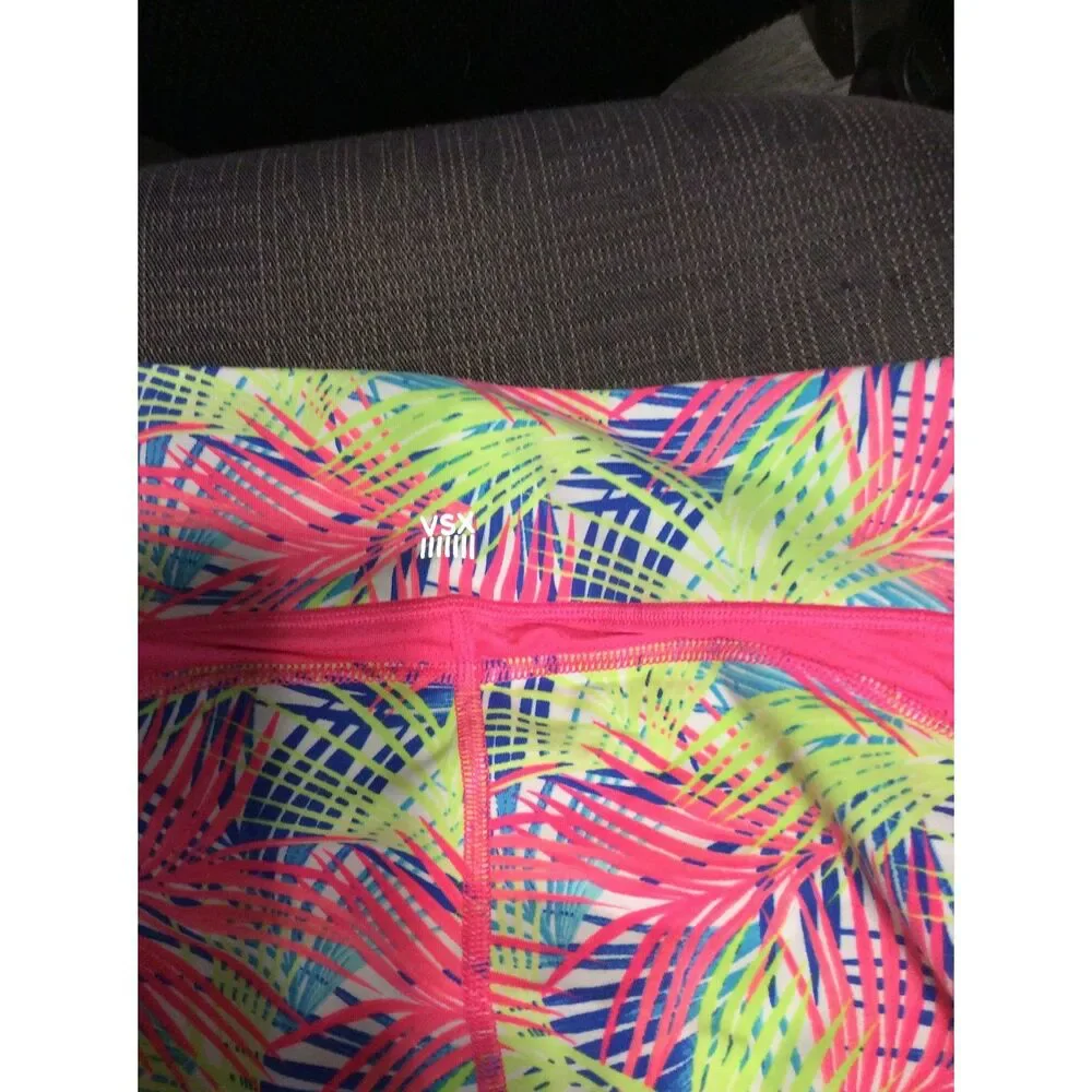 Victorias Secret Sport Small Print Shorts Neon Ruched Sides VSX